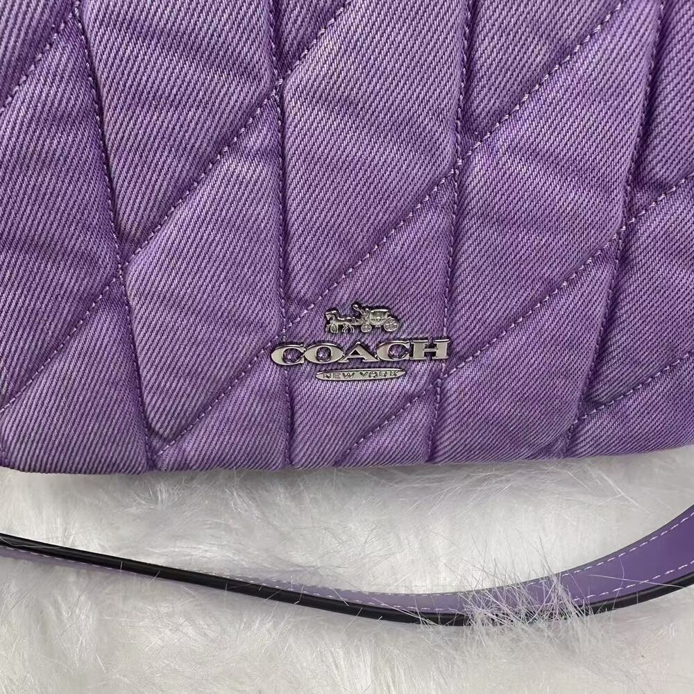 Coach Quinn Bag Shoulder/Crossbody In Denim and Leather/Silver/Iris CBR15 NWT - Picture 2 of 10